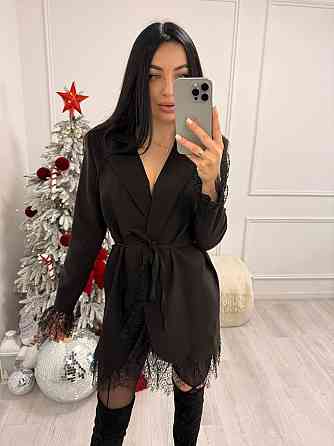 Жіноча стильна вечірня сукня-піджак костюмка+мереживо Одеса