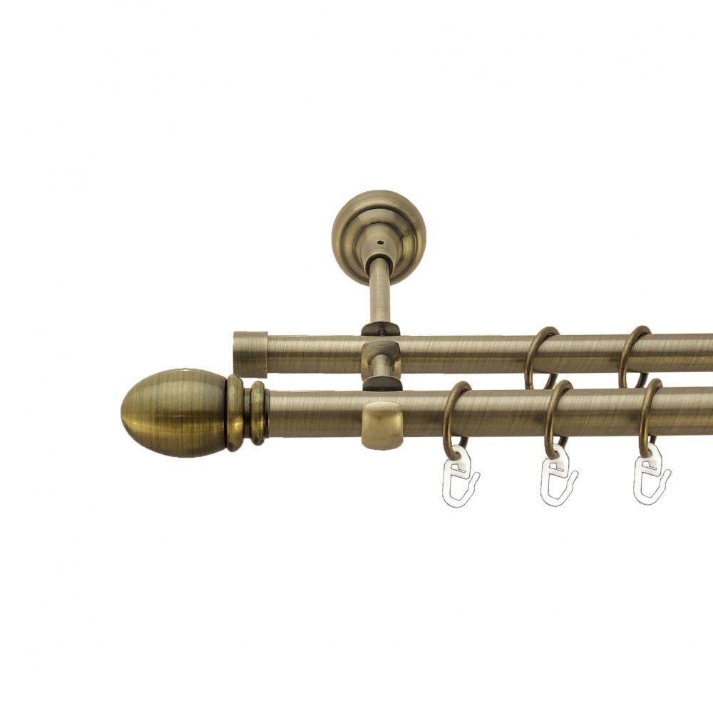 Карниз Orvit Белуно металевий дворядний відкритий гладка труба кільце металеве Антик 19\16 мм 240 см (7523480) Львів - фото 1