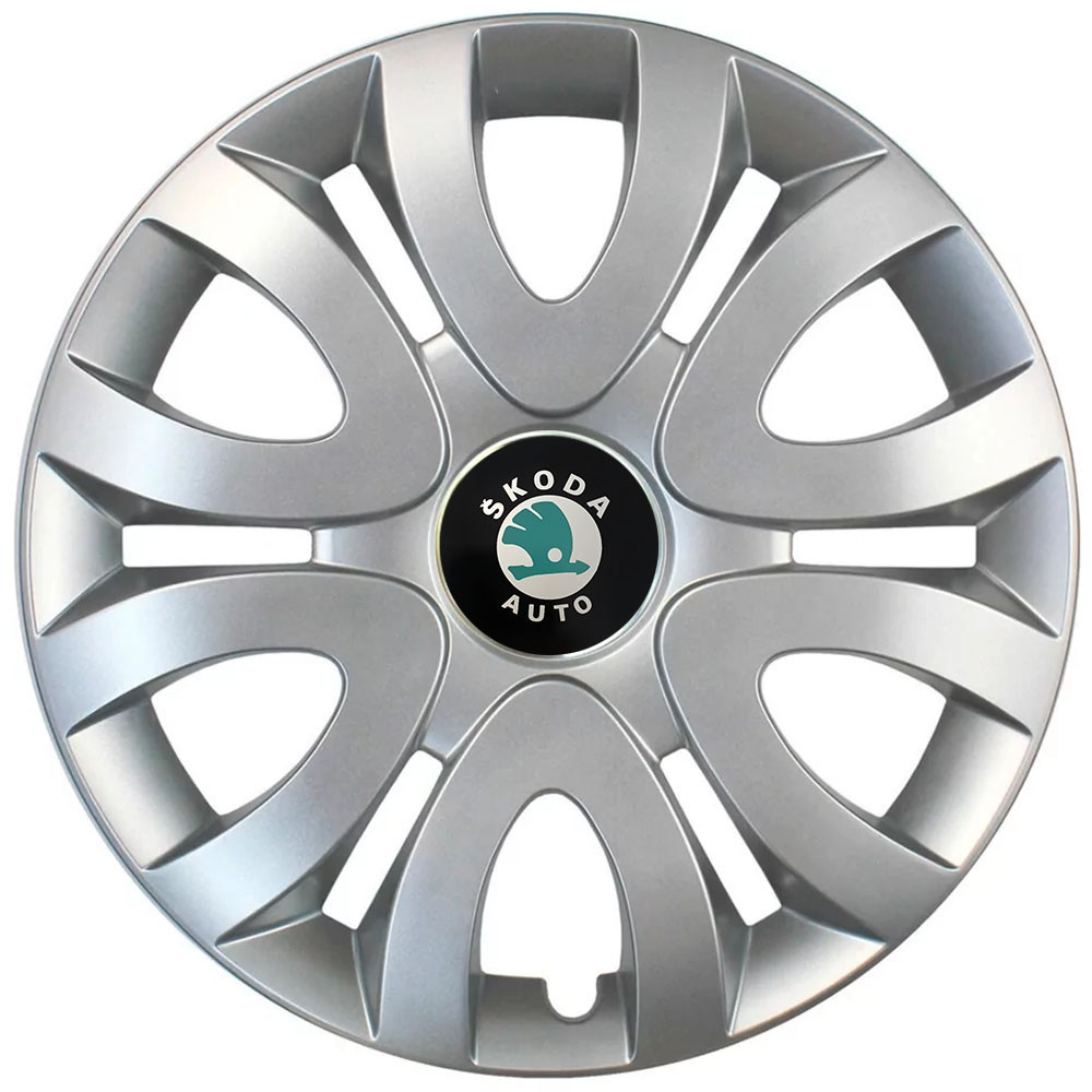 Автомобільні модельні ковпаки R15 Skoda (зелена) 330 4шт, SJS, сріблясті Київ - фото 1