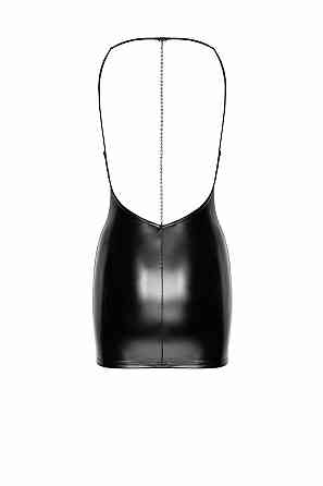 Сукня Noir Handmade F307 Mirage, M, black, міні, під латекс, відкрита спина, декор зі стразів Sex Aura Київ
