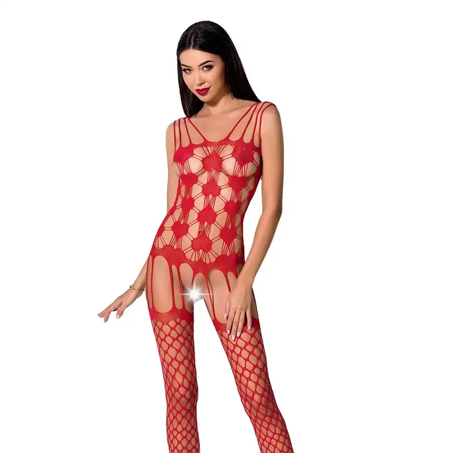 Бодістокінг Passion BS067 red, комбінезон, імітація панчох і топа на бретелях Львов - изображение 1