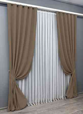 Комплект готовых штор VR-Textil Микровелюр Petek YL № 1799ш Какао 100х295 см 2 шт (31-839) Киев
