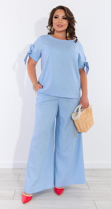 Белый льняной костюм большого размера (52) Киев - изображение 1