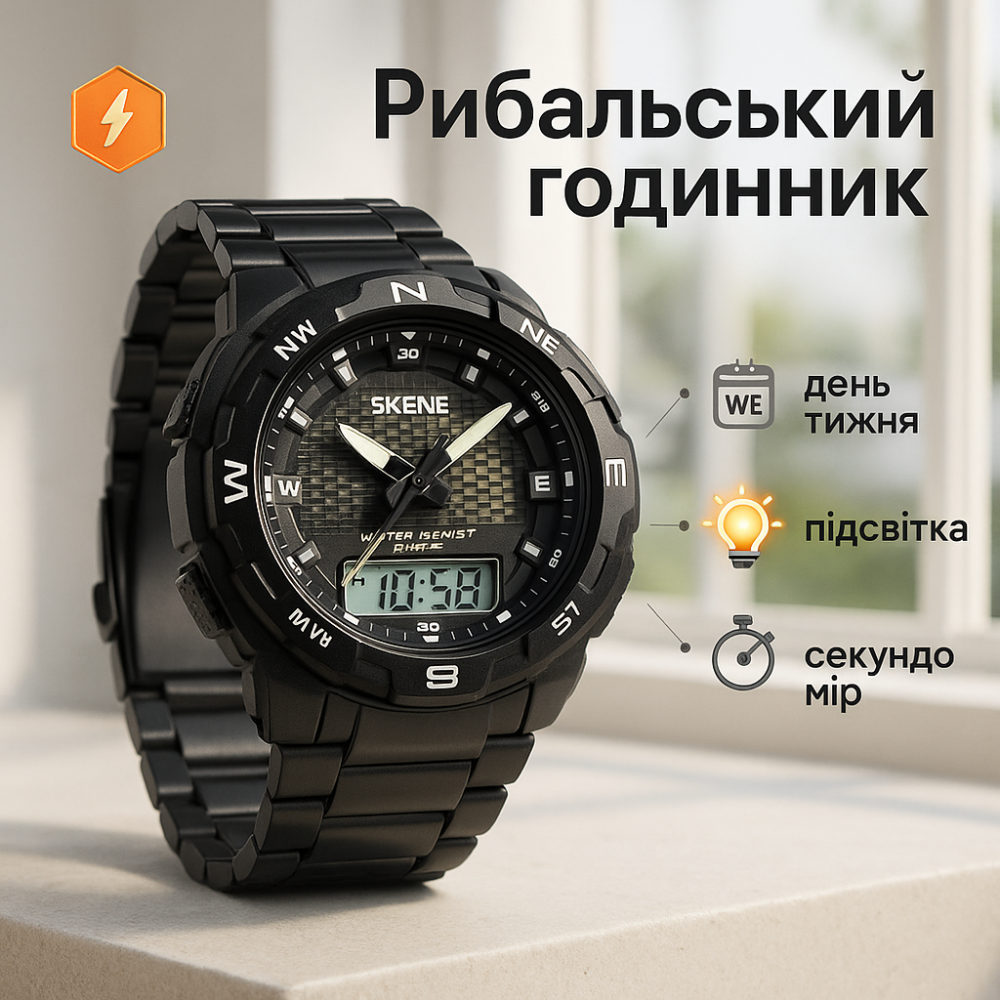 Стильные спортивные часы для активного отдыха SKMEI, Часы спортивные армейские рыбака охотника IE-71 Львов - изображение 17