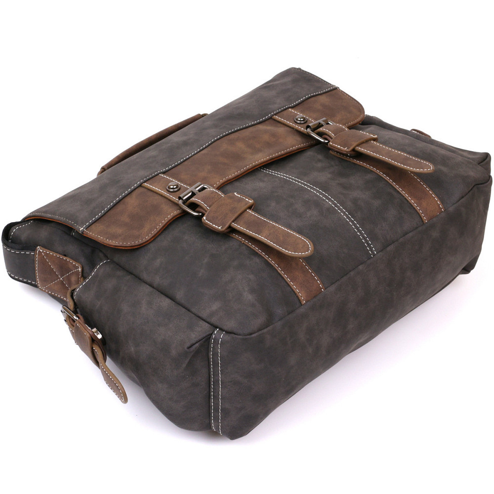 Чоловіча сумка зі шкірозамінника Vintage 20491 Сірий Київ - фото 3