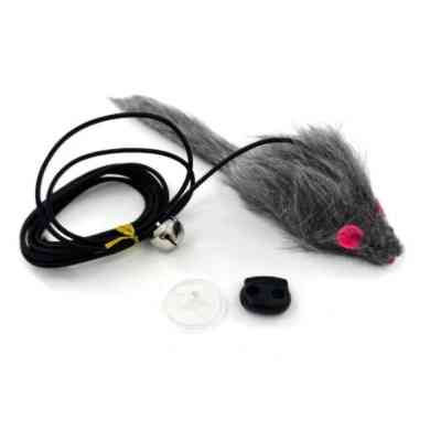 Игрушка для кошек Hippie Pet Мышка с веревкой серая 8 см (HIPCT2304006P) Винница