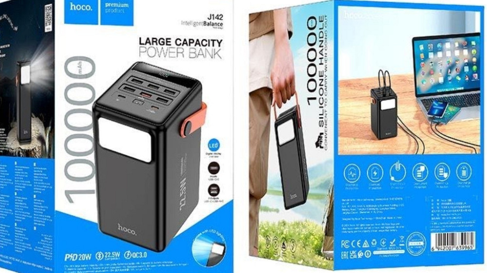 Повербанк HOCO J142 100000mAh 22.5W PD 6USB 2Type-C LCD. Харків - фото 7