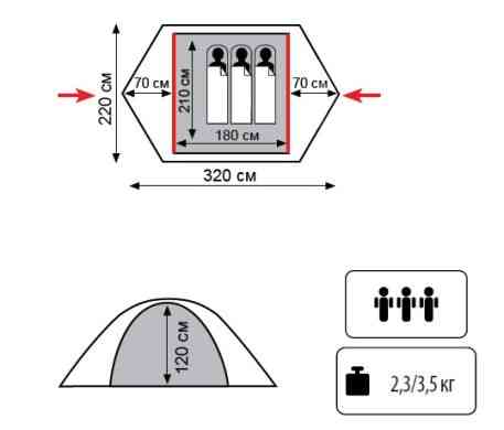 Трехместная палатка Tramp Lite Hunter 3 Киев