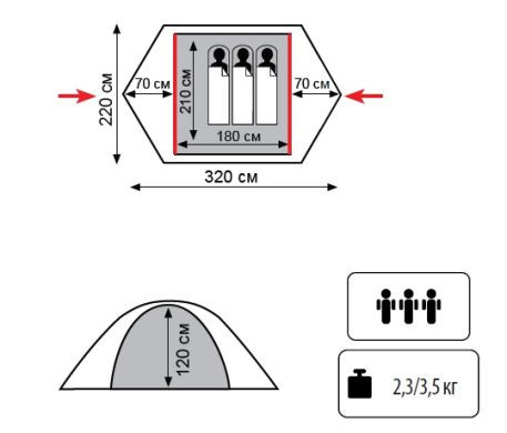 Трехместная палатка Tramp Lite Hunter 3 Київ - фото 3