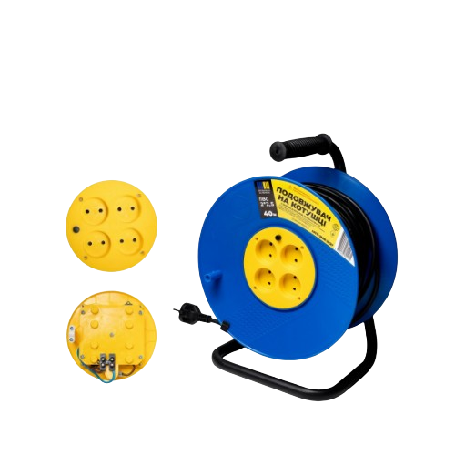 Подовжувач без заземлення ПВС 40м 2*2,5мм² на котушці з вимикачем від перенапруги МЕГАтек Житомир - фото 1