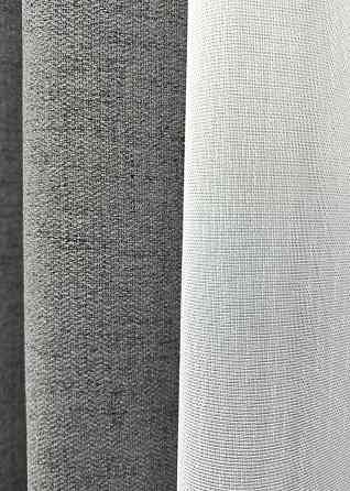 Комплект штор VR-Textil TWEED_V 100х270 2шт и Тюль 400х270 1918ш-1153т Серый с белым 71-148/2 Киев