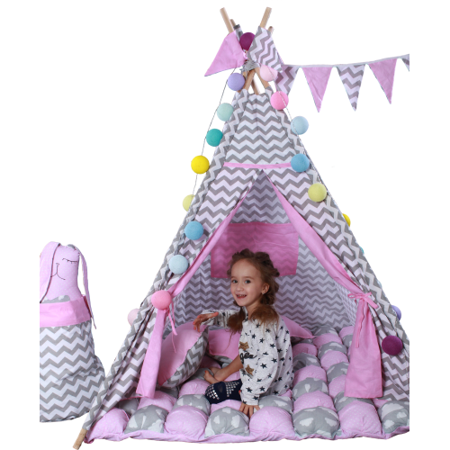 Вігвам Хатка комплект Бонбон Мрія Рожевий з сірим Київ