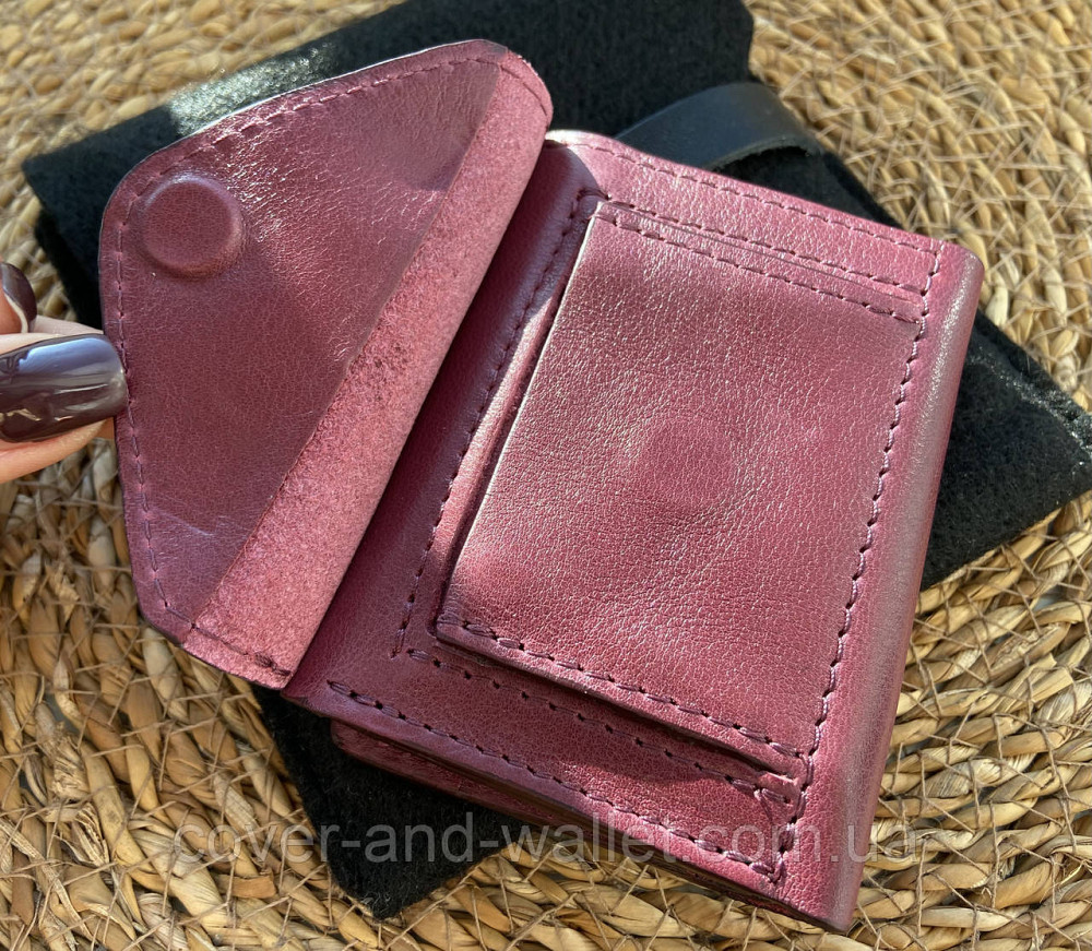 Маленький жіночий гаманець із натуральної італійської шкіри кольору марсала Grande Pelle 503661 Київ - фото 3