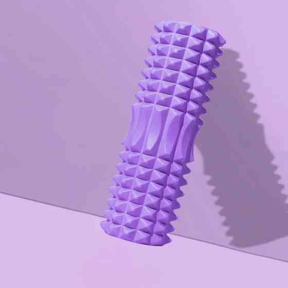 Ролик массажный для йоги и фитнеса,валик гимнастический, фиолетовый 33 х 13 см Каменец-Подольский