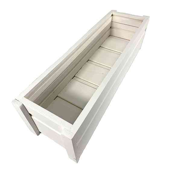 Ящик садовый декоративный для цветов или для хранения вещей из натурального дерева 50х14,5х11,5 см Белый Каменец-Подольский