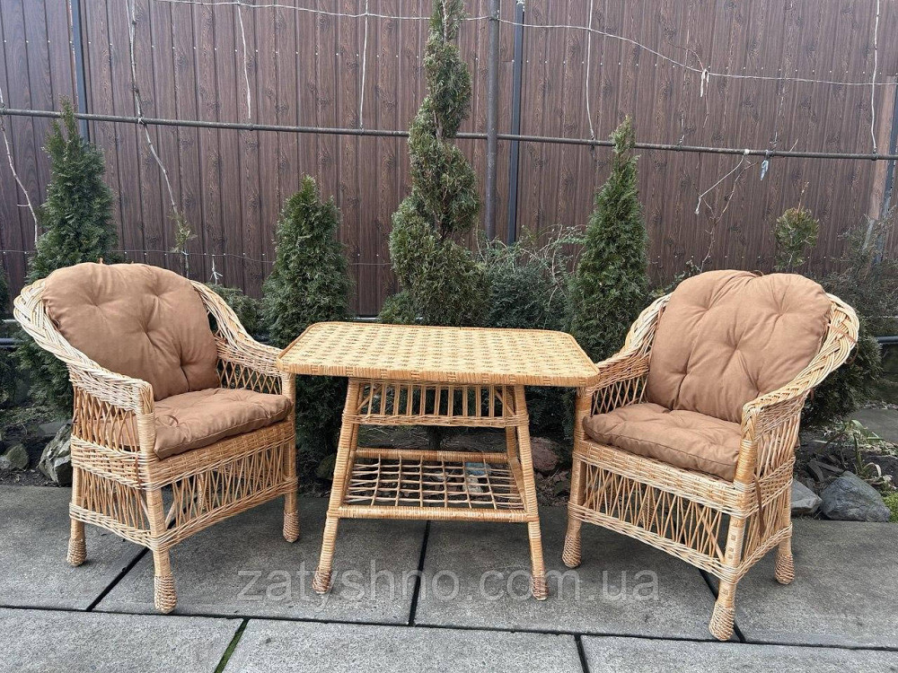 Меблі плетені з кавовими накидками Київ - фото 5