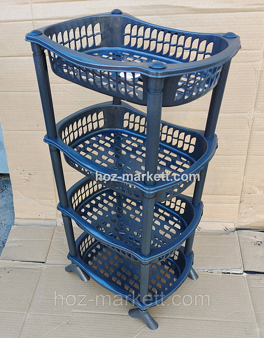 Полиця етажерка пластикова для ванної та кухні чорна Харків - фото 8