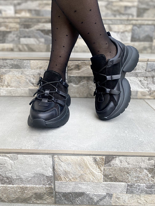 Vanessa Кросівки жіночі VANESSA C1-145T-2 чорні (весна-осінь, шкіра+замша натуральна) (4401) 36 Коломыя - изображение 4