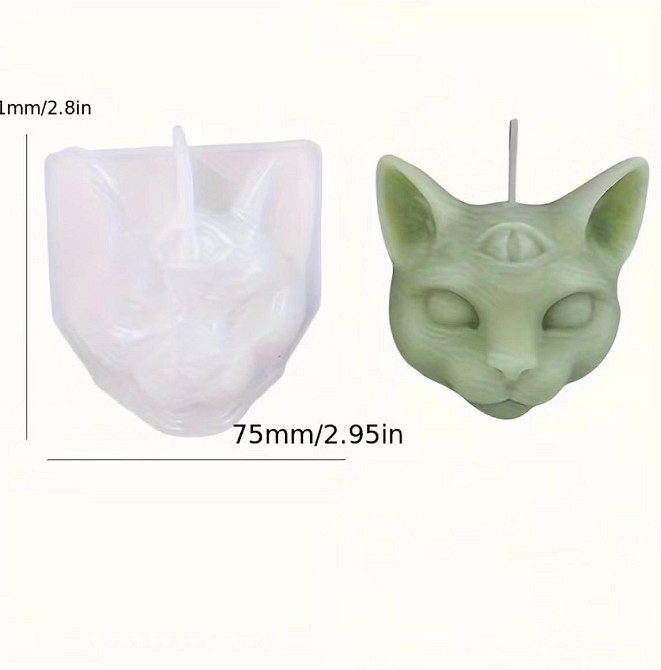 Силиконовая форма для свечей кот 3D многоразовая форма для гипса воска мыла Киев - изображение 5
