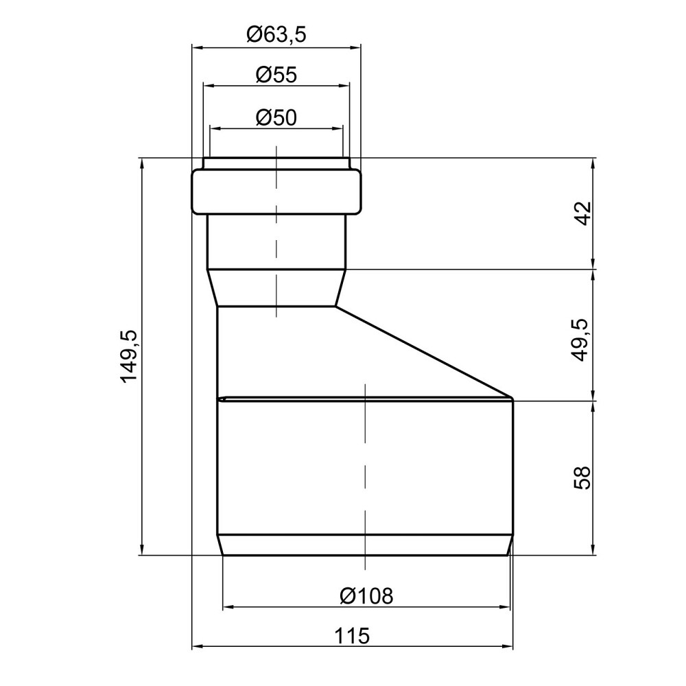 Редукция PPR канализационная TA Sewage 110х50 прямая Киев - изображение 2