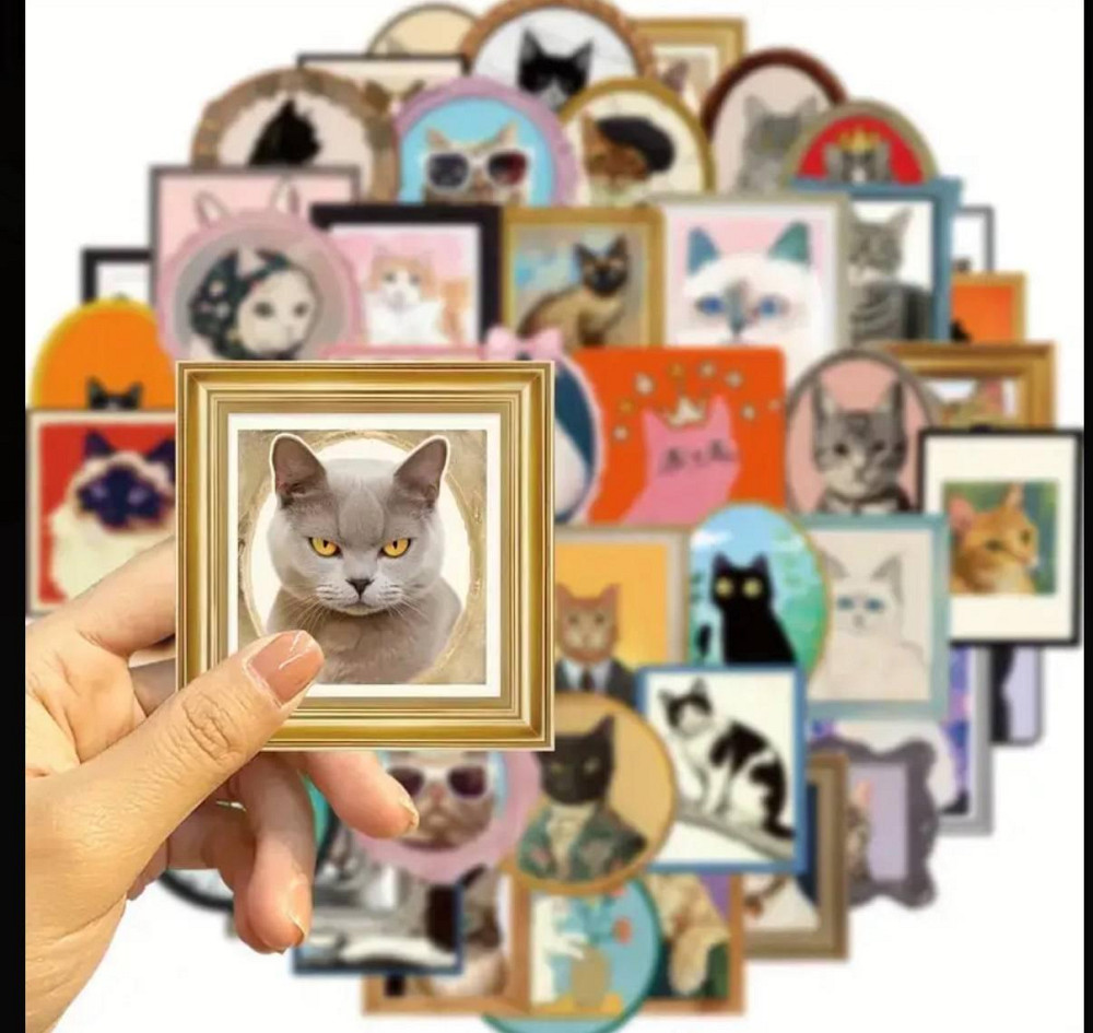 Набір вінтажних наліпок із котами, 50 шт Київ - фото 5