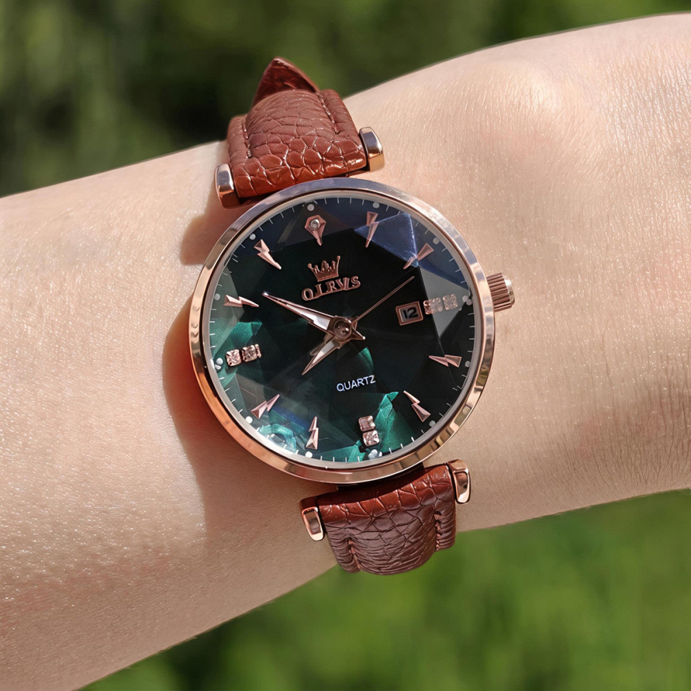 Годинник жіночий наручний Olevs Diamond Leather Brown (2 ремінці) Вінниця - фото 15