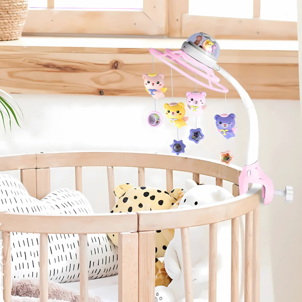 Дитячий музичний мобіль на ліжечко з проектором мобілі для немовлят на 76 мелодій блакитний  для дівчинки Київ - фото 6