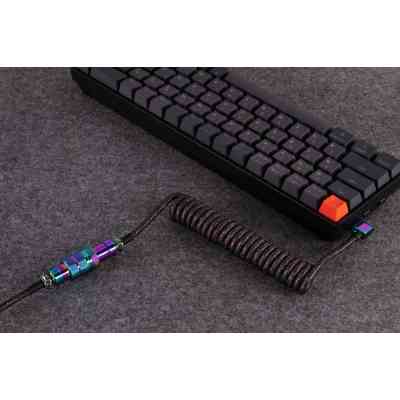 Дата кабель USB-C + USB A to USB-C 1.08m Premium Coiled Aviator black Keychron (CAB7_KEYCHRON) Винница