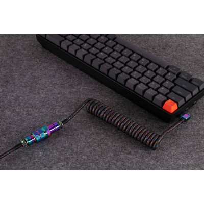 Дата кабель USB-C + USB A to USB-C 1.08m Premium Coiled Aviator black Keychron (CAB7_KEYCHRON) Винница - изображение 5