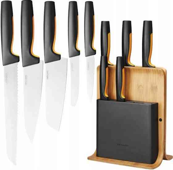 Кухонный Набор Ножей 5 предметов с бамбуковым блоком Fiskars 