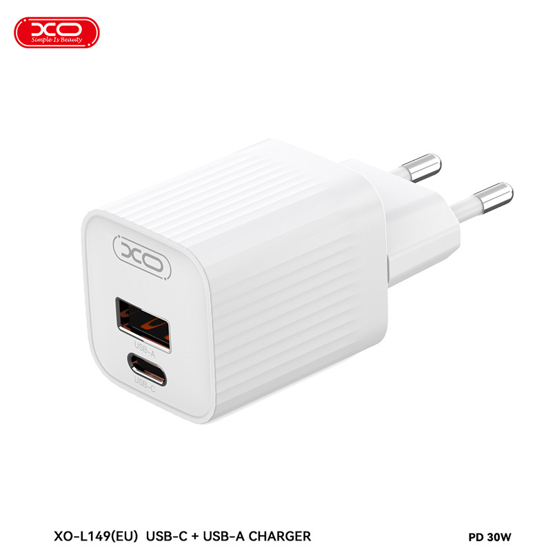 Мережевий зарядний пристрій XO L149 PD30W 1USB-A+1USB-C білий Львів - фото 2