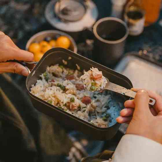 Набір столових приладів (ложка, виделка, ніж) з титану Naturehike CNH22CJ017, сірий з мішечком Київ