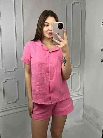 Піжама жіноча шорти і сорочка муслінова Рожевий L Харків