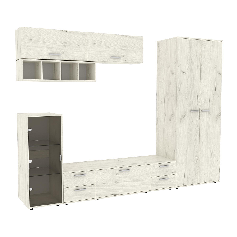 Стенка в гостиную Hugo-1, Дуб Крафт Білий, 2860х520х2120 Львов - изображение 1