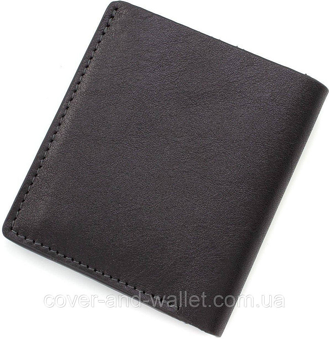 Маленький чоловічий гаманець на магнітах із чорної гладкої шкіри Grande pelle Buon 11327 Київ - фото 3
