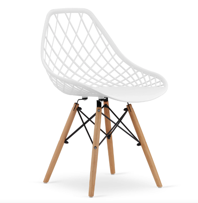 Стілець Leobert Sakai з дерев'яними ніжками ажурна спинка білий Київ - фото 1