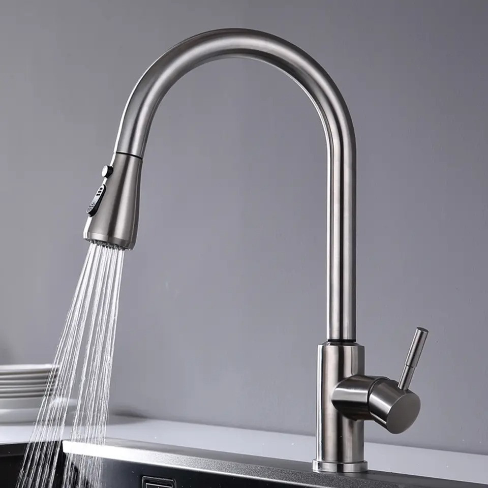 Змішувач для кухні WanFan з висувним зливом, гнучкий кухонний кран з латуні Кам'янець-Подільський - фото 2