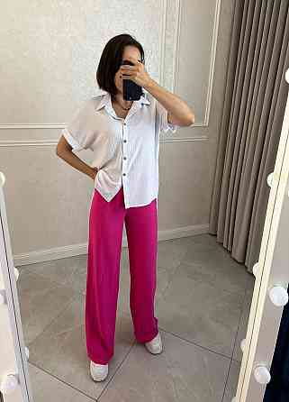 Женская легкая базовая рубашка с коротким рукавом на пуговицах американский креп 54/56, Белый Одесса