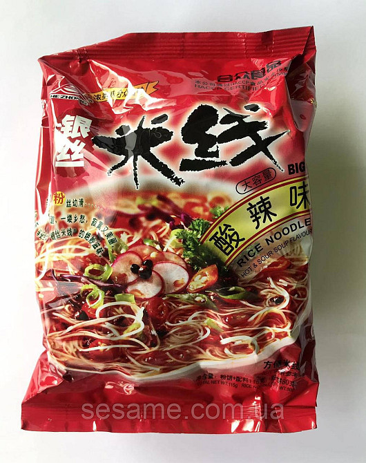 Рисовая Лапша Hezhong Rice Noodle Flavor кисло-острая 115г Харьков - изображение 1