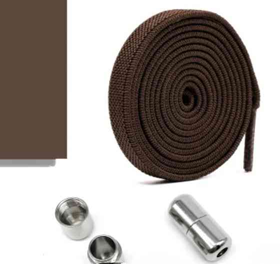 Шнурки эластичные без завязок с металлическими застежками Темно-коричневый Смела