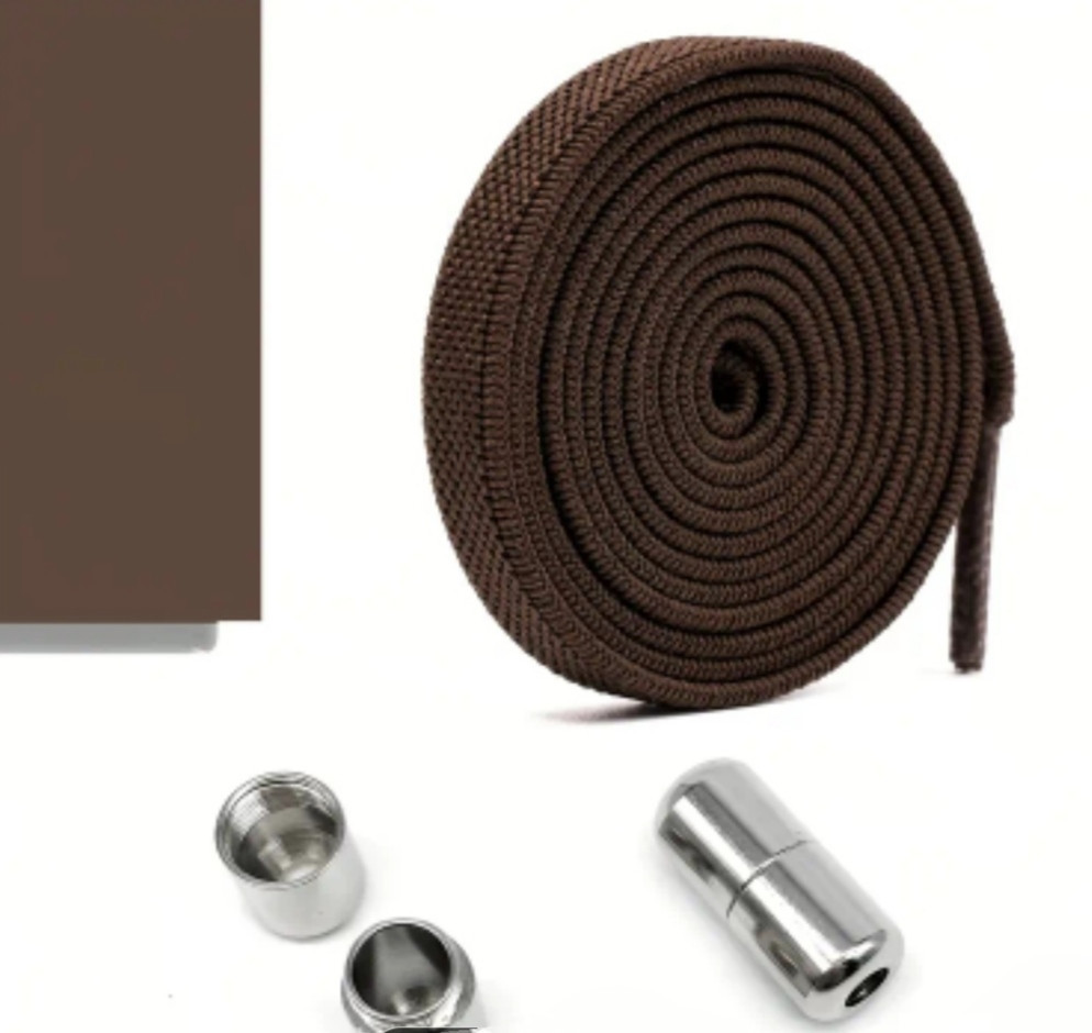 Шнурки эластичные без завязок с металлическими застежками Темно-коричневый Смела - изображение 1