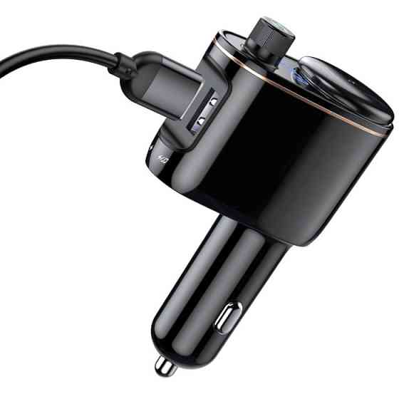 FM трансмиттер модулятор Baseus Lokomotive S-06 Bluetooth c функцией зарядки (Черный, два USB-порта) Николаев