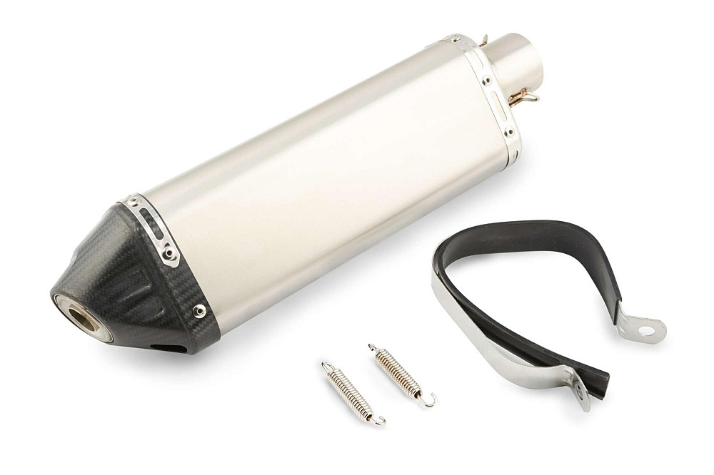 Глушник (тюнінг) 380*85mm (нержавіюча сталь, три-овал, срібло, прямоток) 118 Киев - изображение 1