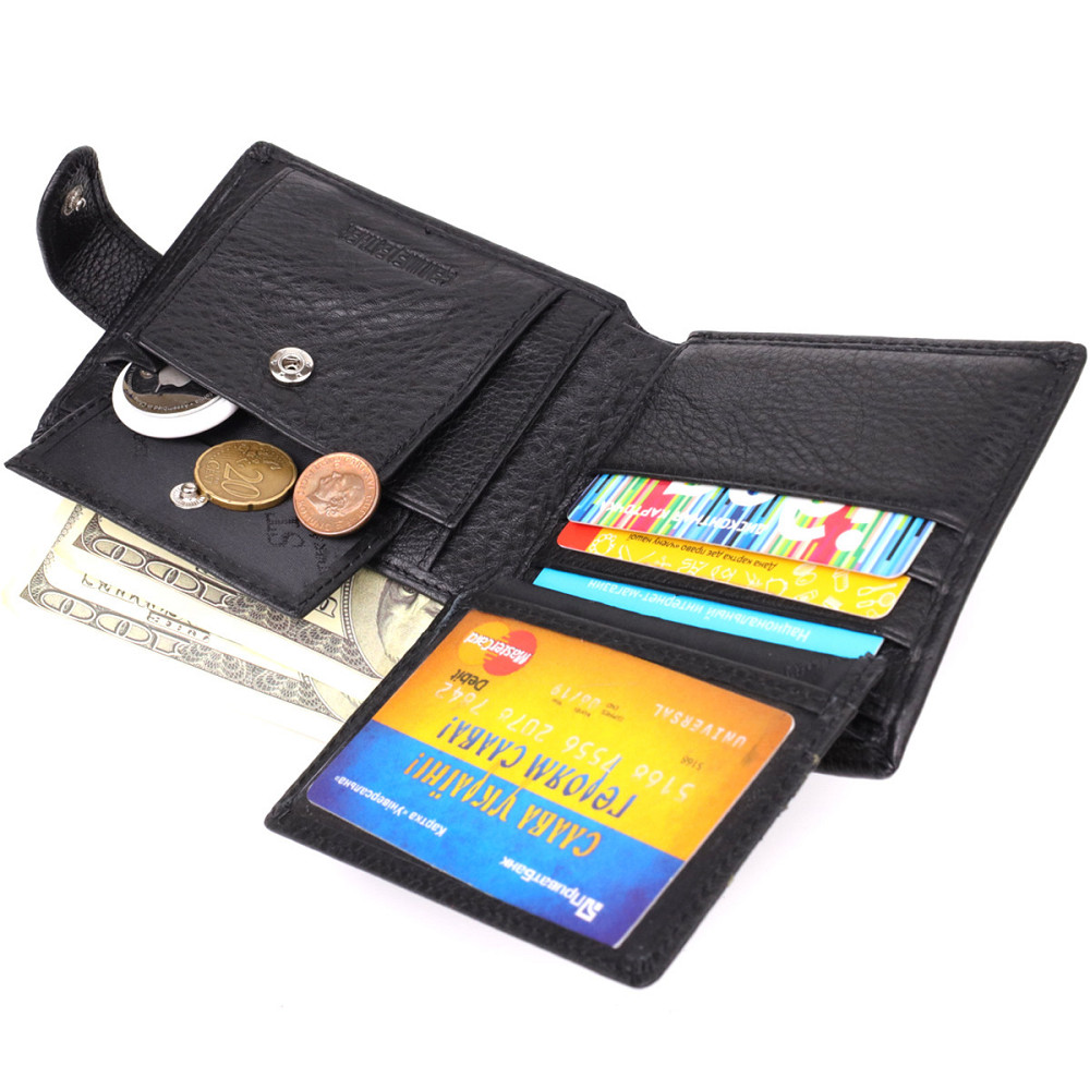 Классический мужской бумажник горизонтального формата из натуральной кожи ST Leather 23094 Черный Киев - изображение 4