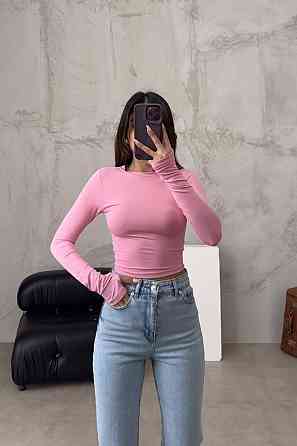 Женский трендовый обтягивающий лонгслив с вырезами для пальчиков плотный микродайвинг Барби, 46/48 Одесса
