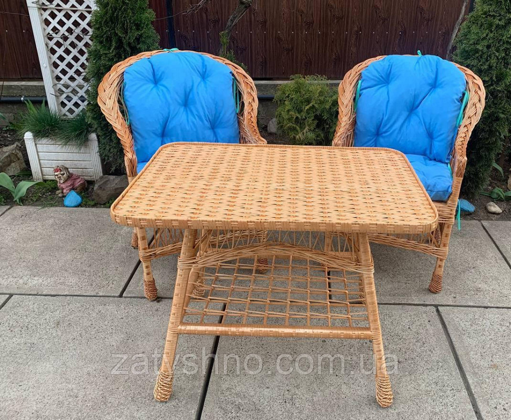 Меблі плетені садові з бірюзовими накидками Київ - фото 6