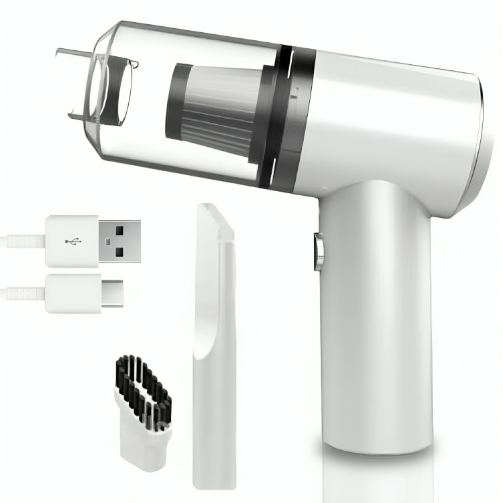 Автомобильный пылесос от прикуривателя 2в1, 120Вт, Vacuum cleaner, Белый / Автопылесос с насадками и диодом подсветки Киев - изображение 1