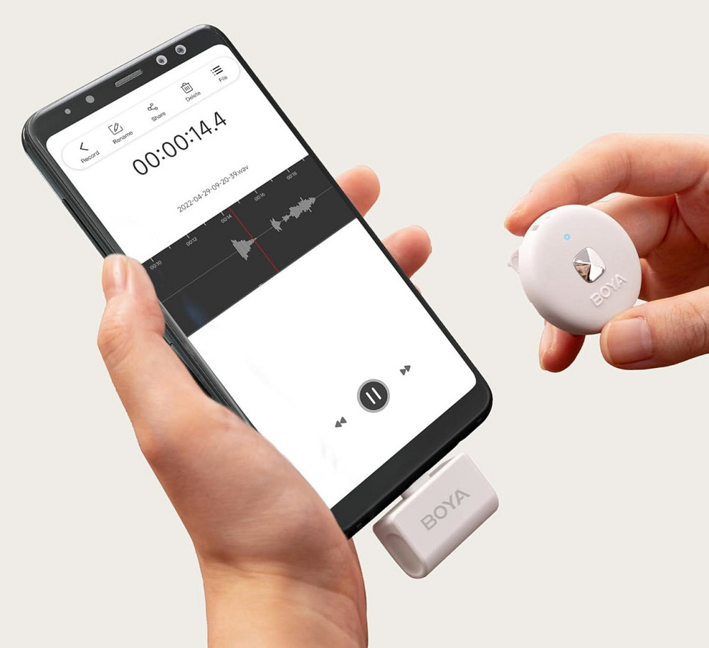 Мікрофон бездротовий Type-C білий iPhone Android Boya Omic-U White Київ - фото 4