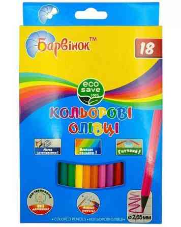 Олівці кольорові 18 кол. "Барвінок" ECO шестигранні пластік, 5-203/6, шт Київ