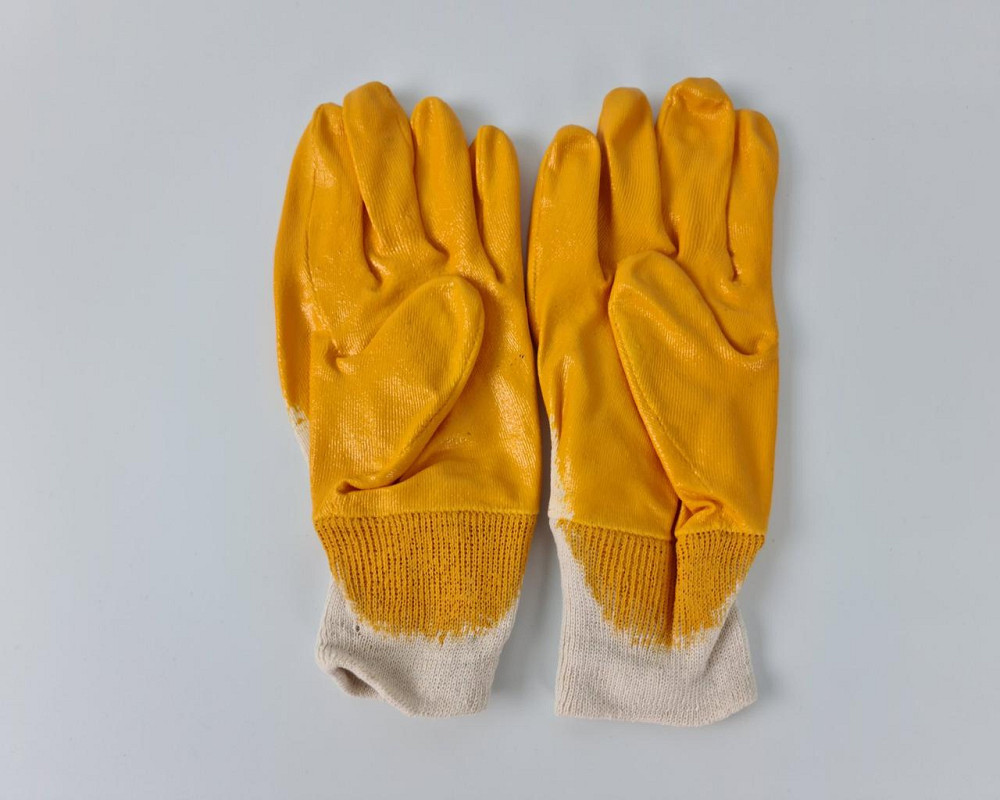 Господарські рукавички Залита Нітрил жовтий No8 "Intertool" (12 пар) Харків - фото 3